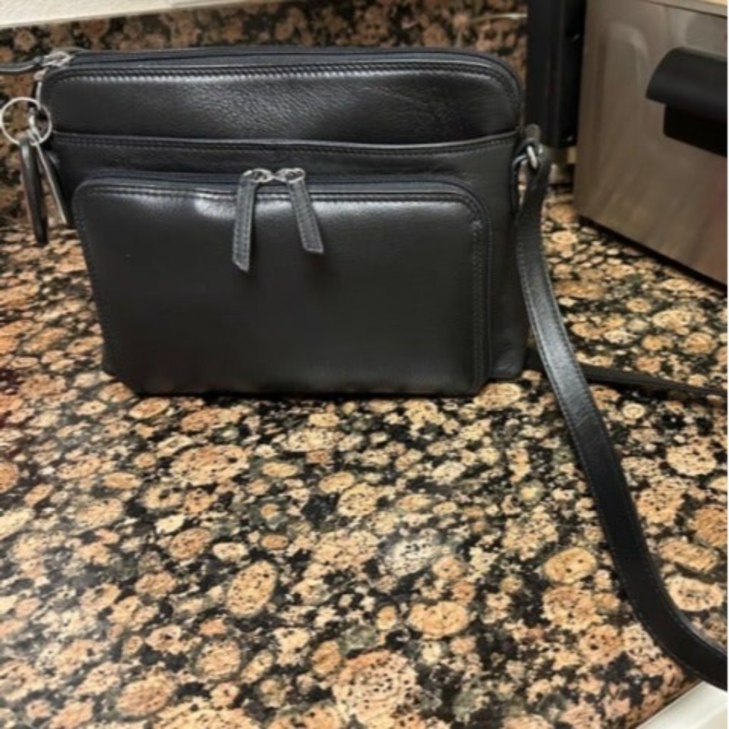 Leather Shoulder Handbag W/Side Organizer For Women
